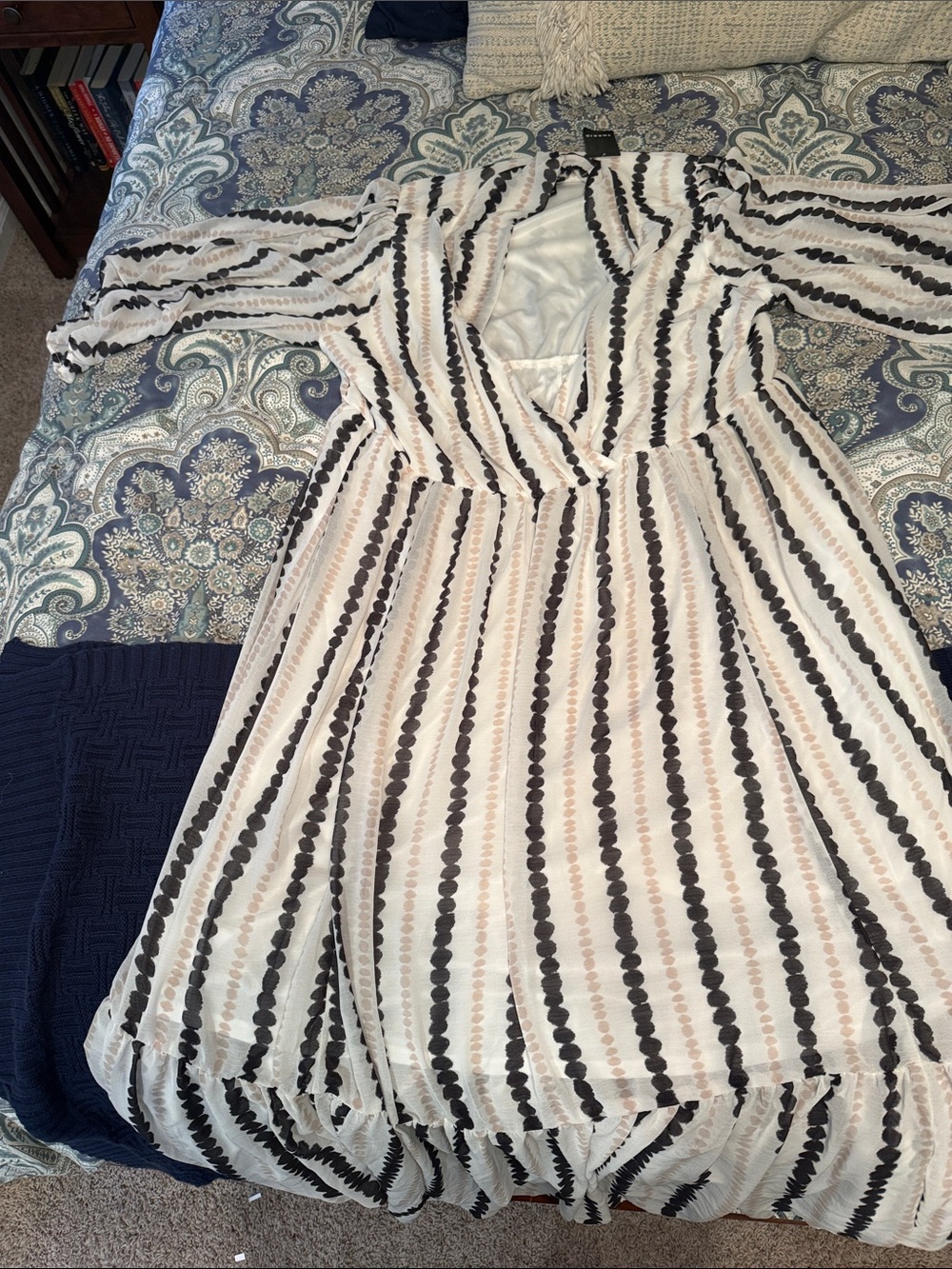 torrid Black and Cream V-Neck Striped Maxi Dress